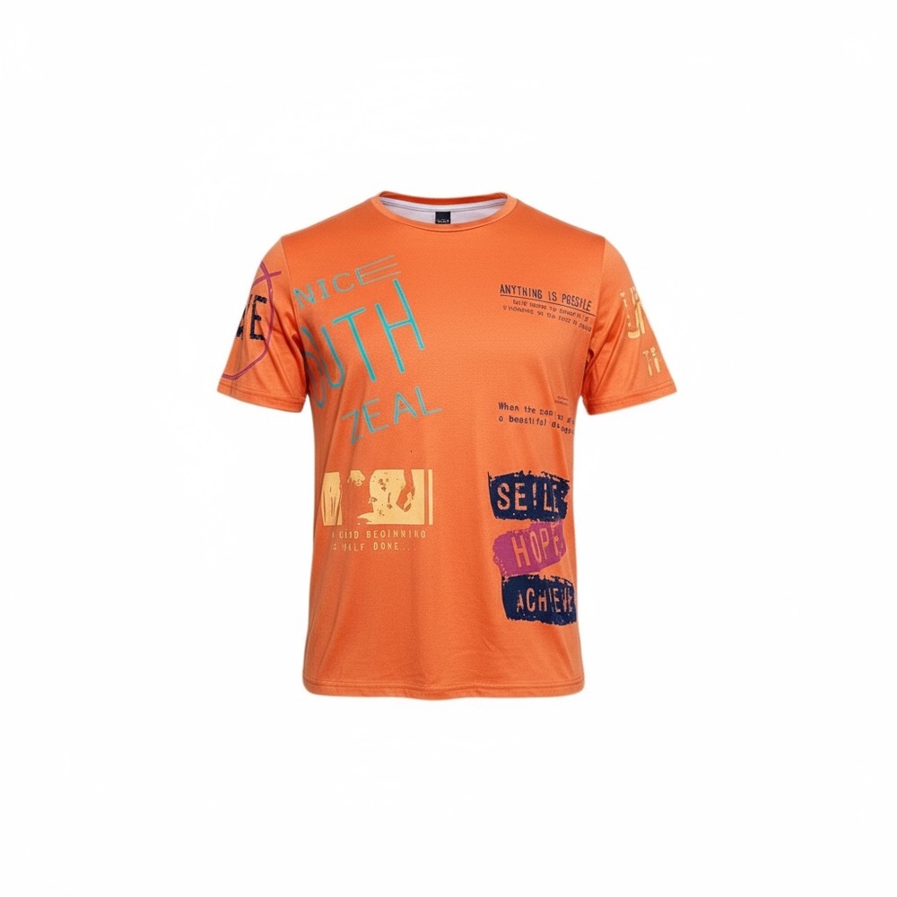 SHEIN Orange Graphic Short Sleeve Tee